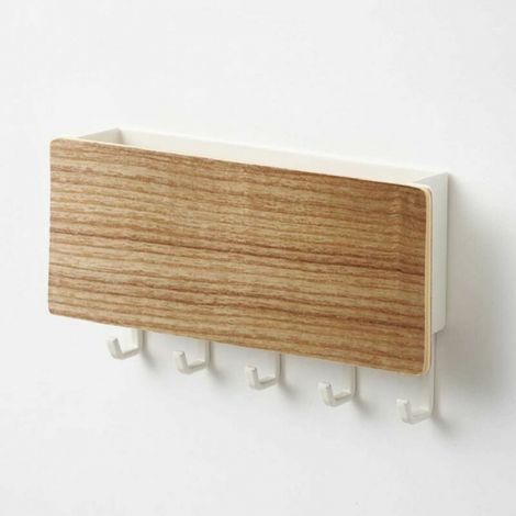 Key Cabinet,Wooden Mail Holder and Hook for Key Box Key Holder Wall Mounted Mail Holder Non-Porous Wood 5 Wooden Hooks with 5 Plastic Hooks Combination Mail Clip (1/4)