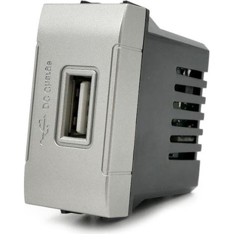 Modulo presa USB da muro per placca cassetta 503 compatibile con living light international air 5V silver (1/3)