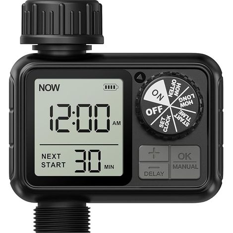 Ordinateur d'irrigation, minuteur d'arrosage avec Retard de Pluie/Mode Automatique et Manuel, IPX5 étanche/Grand écran LCD, minuterie d'eau pour Jardin, pelouse (1 Sorties) (1/5)
