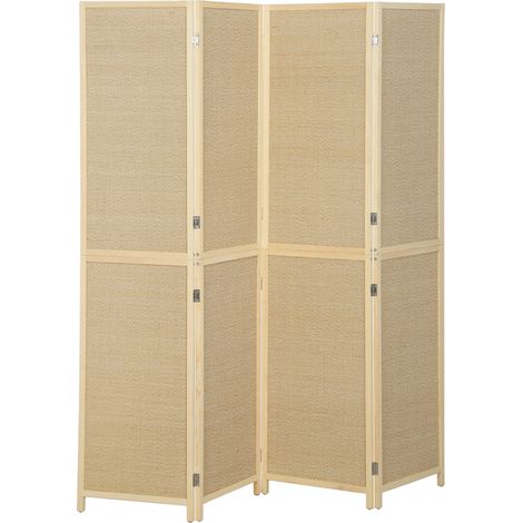 Paravent mit 4 Paneelen, faltbare Trennwand aus handgeflochtenem Bambus, 180 x 180 cm, Natur (1/5)