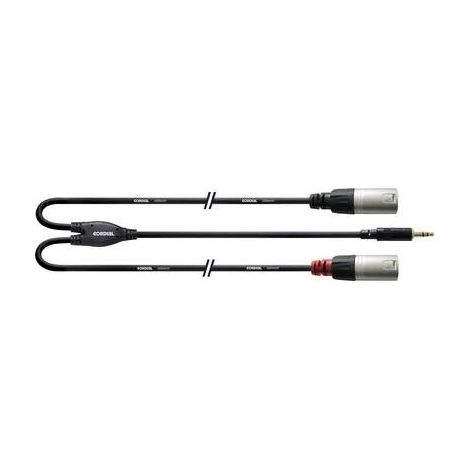 Cordial CFY 3 WMM-LONG Audio Cavo adattatore [1x Spina jack da 3.5 mm - 2x Spina XLR] 3.00 m Nero