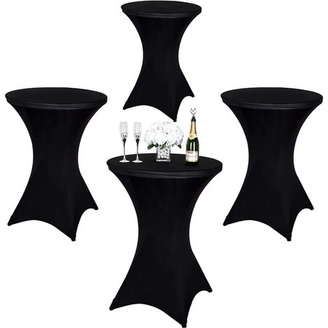 Lot de 4 Housses Mange Debout Noir (80 x 110 cm), nappes extensibles en spandex, parfaites pour réceptions, mariages et événements (1/5)
