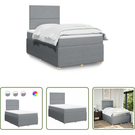 vidaXL Cama box spring con colchón tela gris claro 120x190 cm (1/5)