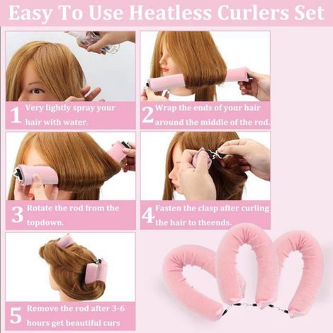 Rouleaux cheveux boucle sans chaleur - 3 pièces,doux sommeil bigoudi heatless - Convient pour femmes, filles, DIY coiffu Étiquette (1/5)