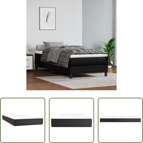 Sommeil confortable - Matelas de lit à ressorts ensachés fermeté moyenne Noir 100x200x20cm Similicuir (1/5)