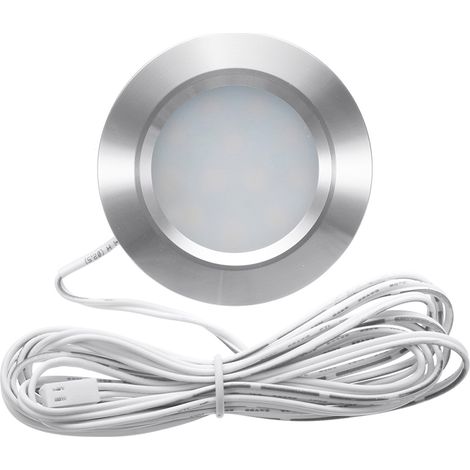 Plafonnier encastré 12 LED pour camping-car ou bateau, 12 V, forme ronde, ultra-mince, petit spot avec câble (1/5)