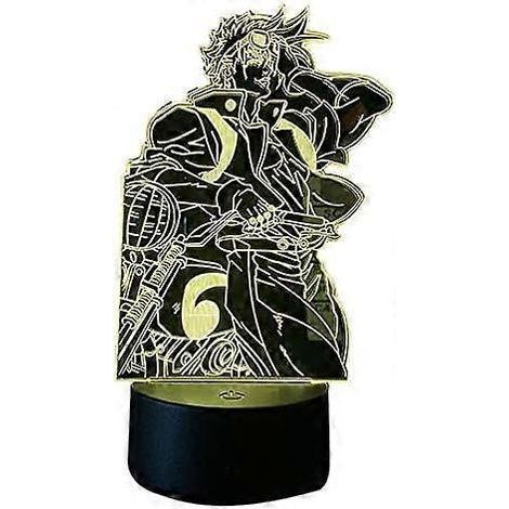 Veilleuse LED 3D à l'effigie de Joseph Joestar (JoJo's Bizarre Adventure), inspirée de l'anime JoJo's Bizarre Adventure, avec télécommande et 16 couleurs. Idéale comme cadeau d'anniversaire. (1/5)