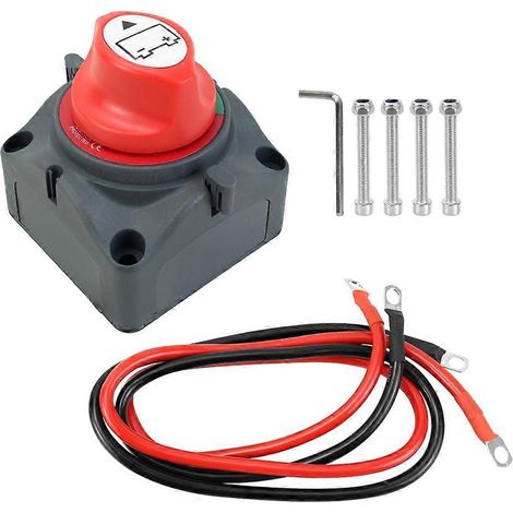 Kit de coupure de batterie étanche avec câble d'alimentation de 100 cm et clé de 4 mm - Coupe-batterie principal pour voiture et bateau (1/5)
