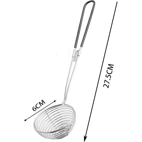 Petite écumoire en acier inoxydable pour perles de tapioca, noix de coco, yaourt aux fruits et fondue chinoise, passoire ronde profonde, longueur totale 27,5 cm (1/2)