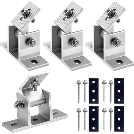 Soporte para panel solar, kit de montaje de 15-30°, soporte fotovoltaico, para techo plano, montaje en pared, balcón, autocaravana, 4 piezas (1/4)