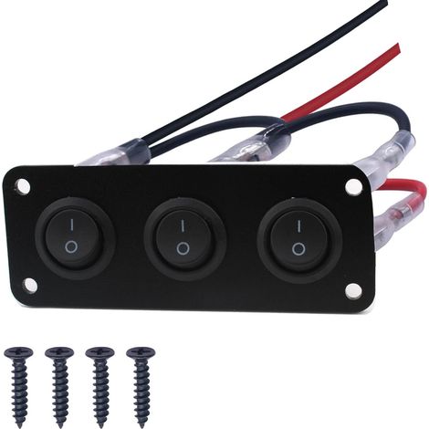 Interruptor basculante de 12V-24V, panel de interruptores para coche, 3 vías, panel de interruptores redondo de 12V para coche, camión, coches de carreras, embarcaciones