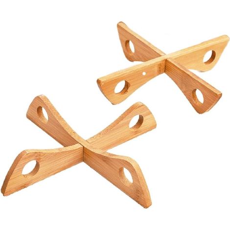 Sous-plat En Bois - 20 x 4 cm - Pour Poêle Wok Plaque De Cuisinière Plat À Four Et Équipement De Camping - Lot De 2