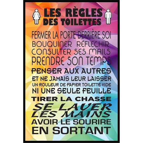 Affiche encadrée règles des toilettes version colorée (1/5)