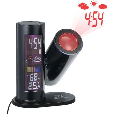 LED Réveil avec Projection, Horloge Numerique avec LCD Grand Affichage, Horloge à Projection Digital avec Double Alarmes, Fonction Snooze, Thermomètre Intérieur (1/5)