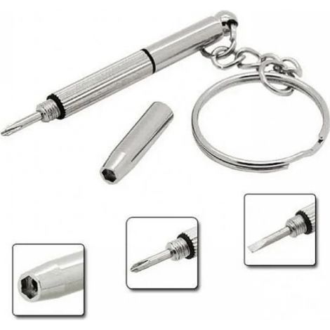 Kit de tournevis pour lunettes porte-clés Portable en acier inoxydable 3 en 1 lunettes de soleil réparation de montre utile multi-fonction écrou tournevis outils à main 1pc (1/4)