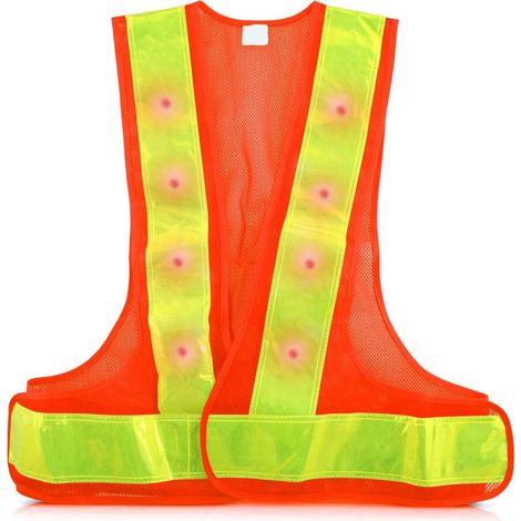 Gilet de Sécurité Réfléchissant avec LED Haute Visibilité pour Extérieur et Circulation Nocturne (1/5)