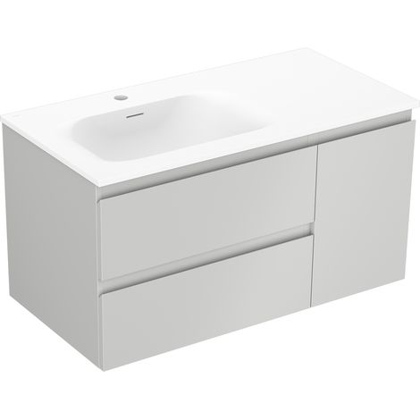 Mexen Orio mueble de baño 90 cm con lavabo Vela izquierdo, 2S, 1D, gris mate/blanco mate - 91A13-09047-3-BBFFF62-W23L01 (1/5)