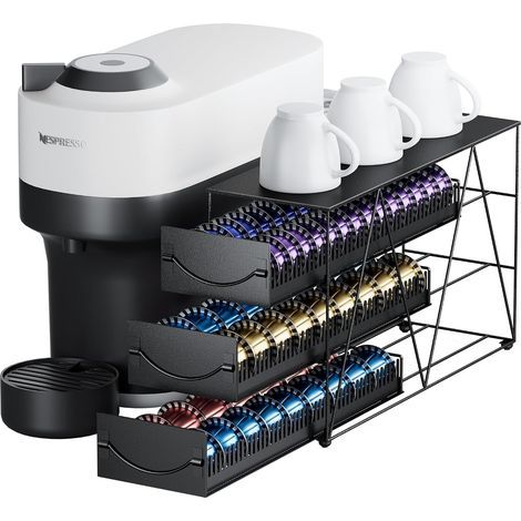 Für 90 Vertuo-Pads, 3-stufiger N-Pod-Organizer, Aufbewahrungsregal für Kaffeekapseln aus Metall – Kaffeetheke für die Küche zu Hause. (1/5)