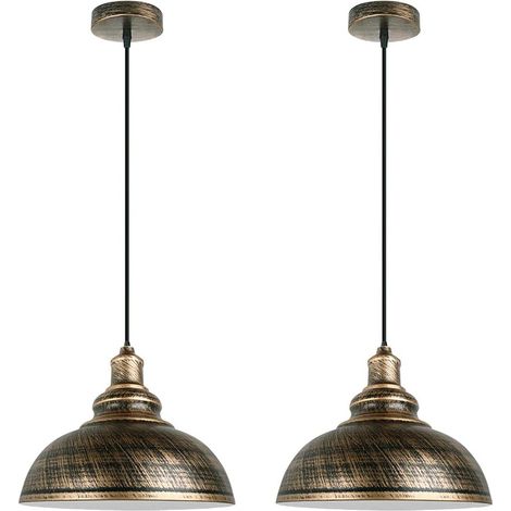 2 ensembles de lustres sans source lumineuse lampes industrielles rétro - lustres E27 rétro - métal cuisine lustres salle à manger salon, diamètre 29 cm (rouille de cuivre) [Classe énergétique a] (1/2)