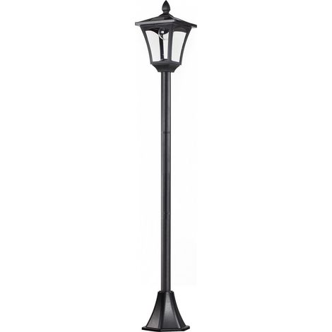 Lanterne solaire de jardin, balise lumineuse LED 40 lumens, noire, 18 x 18 x 160 cm (1/5)
