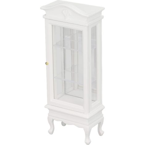 Vitrine miniature pour maison de poupée à l'échelle 1:12, imitation bois, toit arqué blanc, porte simple, vitrine pour maison de poupée. (1/5)