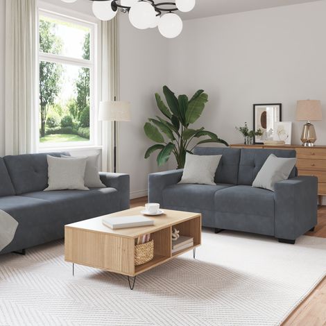 vidaXL Ensemble de Canapés 3 pc Gris foncé Velours (1/5)