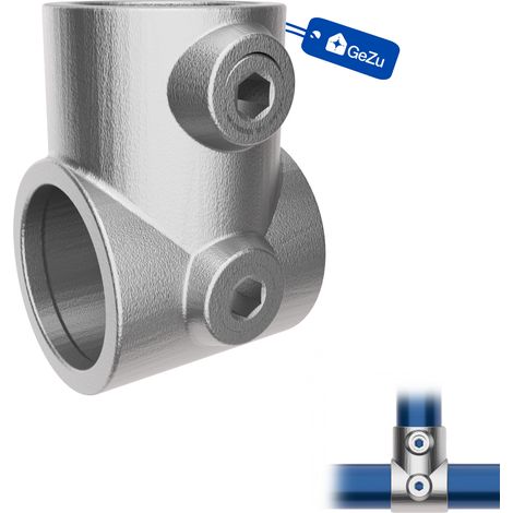 Té court Ø42 mm galvanisé argent – raccord tubulaire en T collier de tube connecteur pour assemblages – Raccord ubulaire croix, kee klamp, connecteur voies – GeZu Impex
