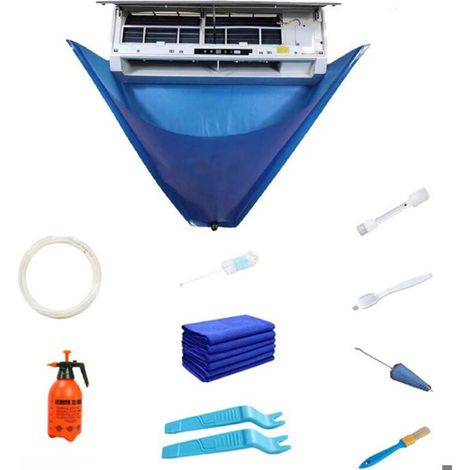 Kit de nettoyage climatiseur – 13 pièces – Housse étanche avec tuyau – Pour clim murale split (1/4)