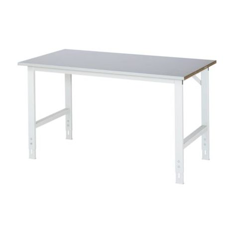 Arbeitstisch B1500xT800xH760-1080mm Arbeitsplatte Stahlbl.Gestell lichtgrau RAU (1/5)