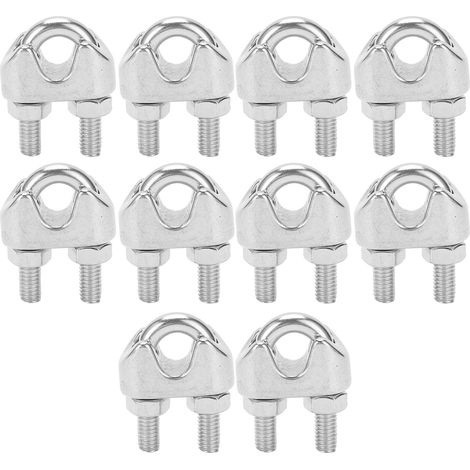 10 brides de câble en acier inoxydable M8 5/16 pouces, colliers en U avec selle, pinces pour corde métallique (1/5)