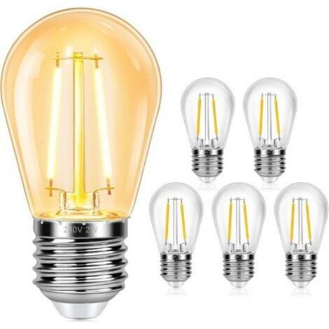 Ampoule Led Filament - E27 S14 2 W - Blanc Chaud 2700 K - 160 Lm - IP44 Étanche - Pour Décoration Intérieure - Lot De 6 (1/5)