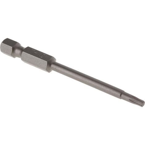 Embout de vissage RS PRO Torx, T10, L. 70 mm, Acier au vanadium au molybdène chromé ( Prix pour Paquet de 5 )