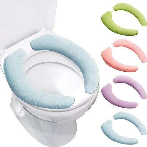 Lot de 4 housses de siège de toilette chauffantes, lavables et réutilisables, pour l'hiver