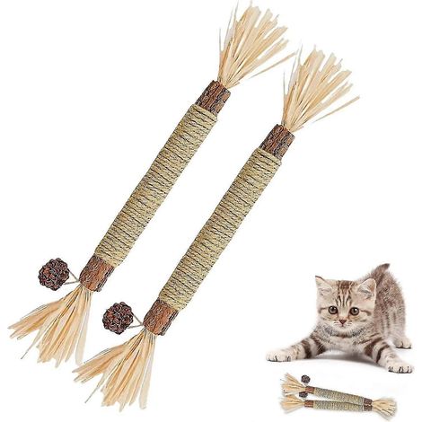 Bâtonnets à chat, bâtonnets à mâcher pour chats, 2 pièces, herbe à chat (1/4)
