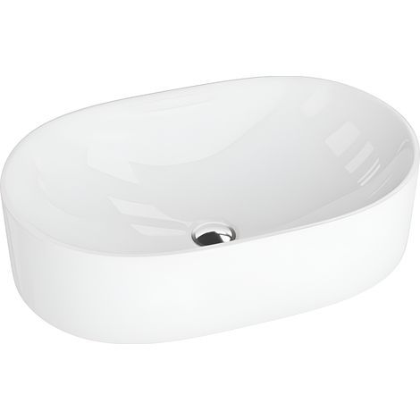 Vasque à poser LAVITA Vasque à poser élégante et compacteProduit en porcelaine de haute qualité ovale 52,5x32,5x14 cm Blanc brillant (1/4)