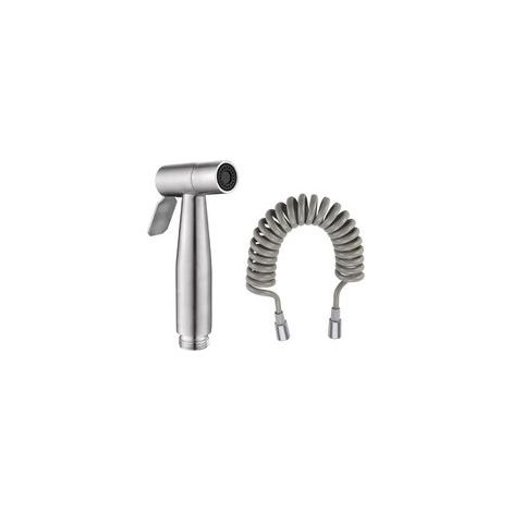 Kit Douchette WC, Acier Inoxydable Douchette Toilette WC, Argent Portable Pommeau de Douche Haute Pression, avec Tuyau PE de 2 Mètres, Adapté aux Cuisines, Salles de Bains ou Hôtels (1/5)