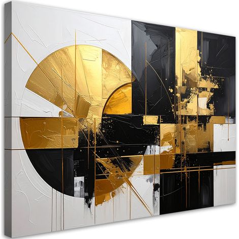 Stampe su Tela, Astrattismo geometrico accenti dorati, 45x30 (1/5)