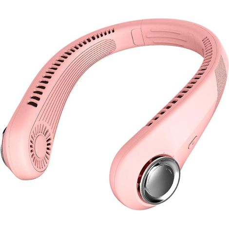 Tragbarer, klingenloser Nackenventilator, USB-aufladbar, zum Tragen um den Hals – Pink (1/5)