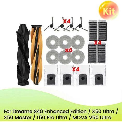 Pour aspirateurs robots ILIFE T20S, A20, Polaris PVCR 3600, G2 0926W, G2 0726W / G2 1226 : brosse principale latérale, filtre de nettoyage, sac à poussière (1/5)
