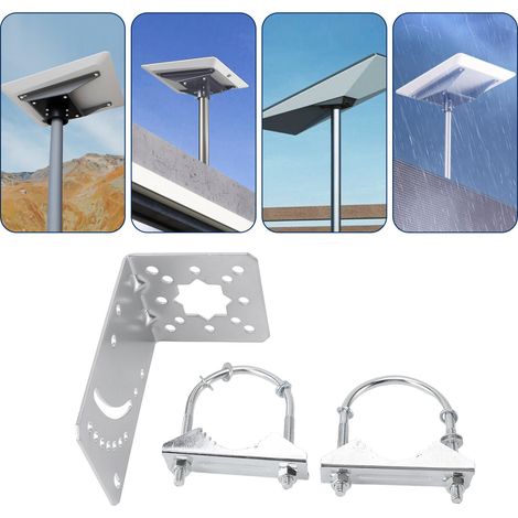 Soporte ajustable para mástil de antena, acero inoxidable, 125 mm x 76 mm, gris. (1/5)