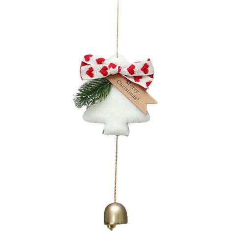 Suspension de Noël arbre blanc style hivernal en peluche avec nœud à cœurs rouges (1/4)