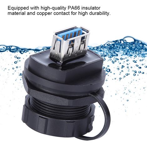 Connecteur USB 3.0 double femelle étanche avec cache-poussière (1/5)