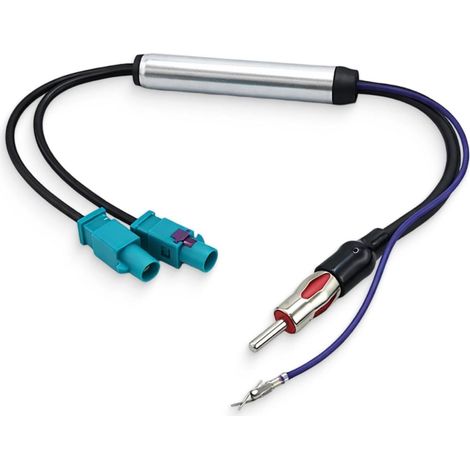 Antenne Voiture Câble Adaptateur Fiche Din Adaptateur avec Amplificateur 30 Cm, Câble Double Fiche Type Z vers Prise Mâle Din, Adaptateur Antenne Autoradio pour Installation Radio Voitur (1/5)