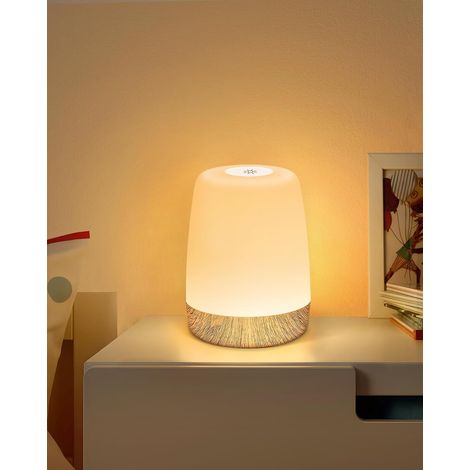 Lámpara LED inalámbrica pequeña : control táctil, regulable, luz blanca cálida + 256 colores RGB, funciona con pilas. (1/4)