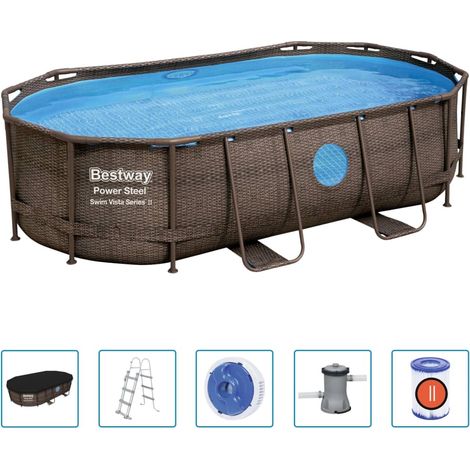 Bestway Power Steel Pool Komplett-Set oval 427 x 250 x 100 cm Pool (1/5)