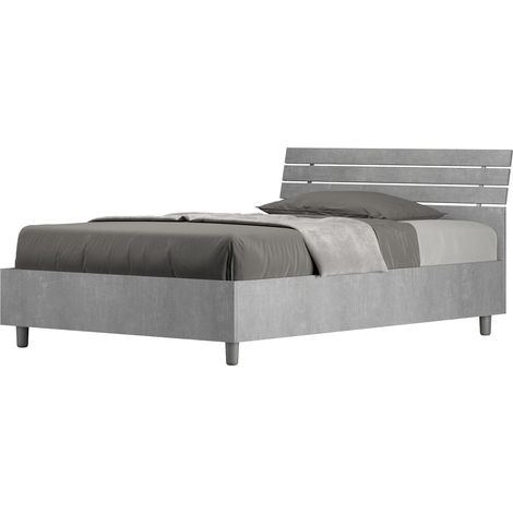 Letto 1 Piazza e Mezzo 120x200 cm Senza Rete Testata Doghe Inclinata Ankel Grigio (1/5)