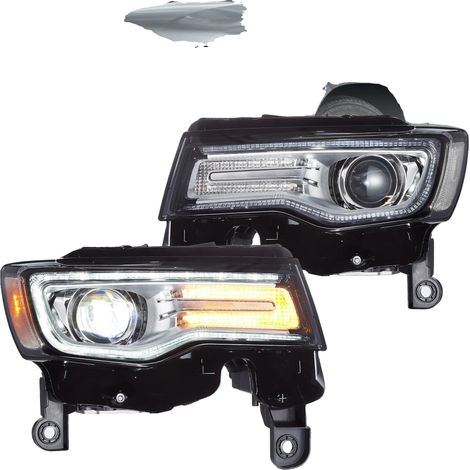Faro LED, luz de circulación diurna, intermitente ámbar, cromo transparente (1/2)