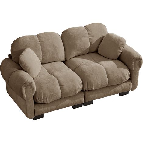 Divano 2 posti modulare in chenille marrone con sedute trapuntate 190x86x90 cm MODENUIT (1/5)