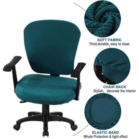 Housse Extensible Chaise Bureau - - Lavable - Rotative - Universelle HOUSSE DE CHAISE (1/3)