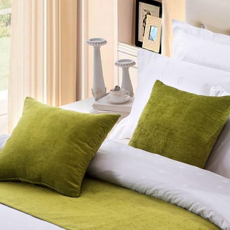 Lot de 2 Housse de coussin,50x50 cm,tissu chenille,fermeture éclair,carré,décoration salon chambre hôtel